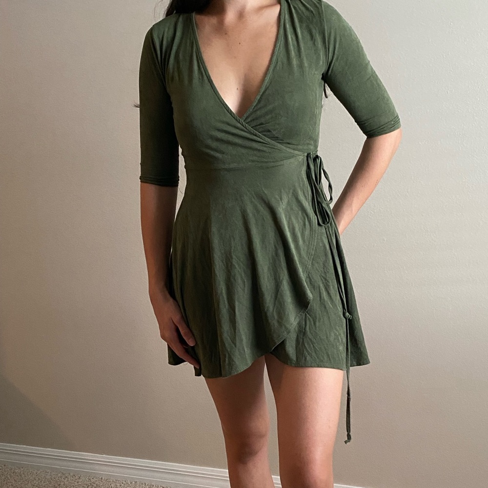Tie in the side suede dress